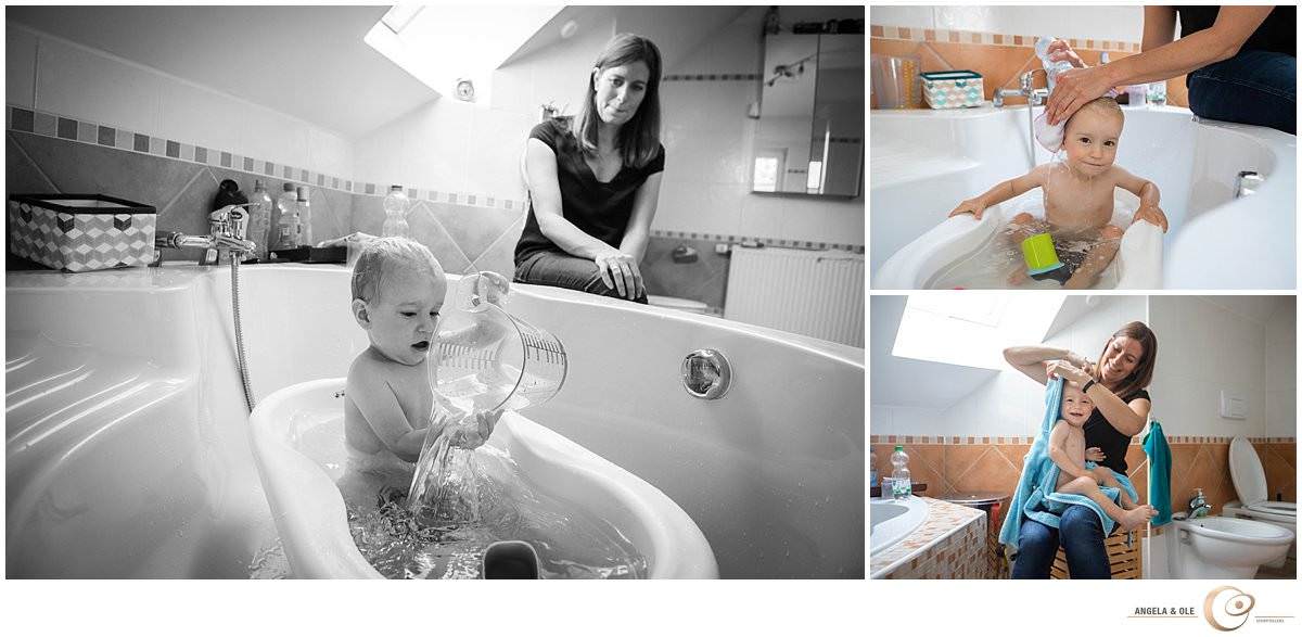 Familienfotos Kleinkind baden